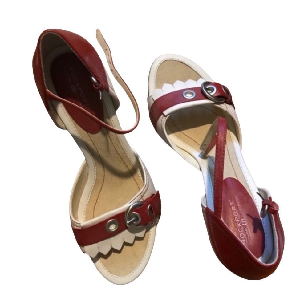 Rockport red and white heels